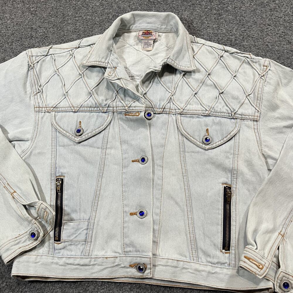 Blue Creek Jeans Jacket Womens Small Coat Cropped Cotton Button Long Sleeve